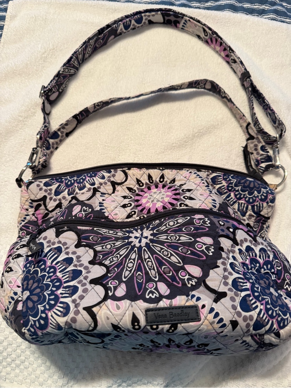 Vera Bradley Navy and Purple Floral Quilted Crossbody